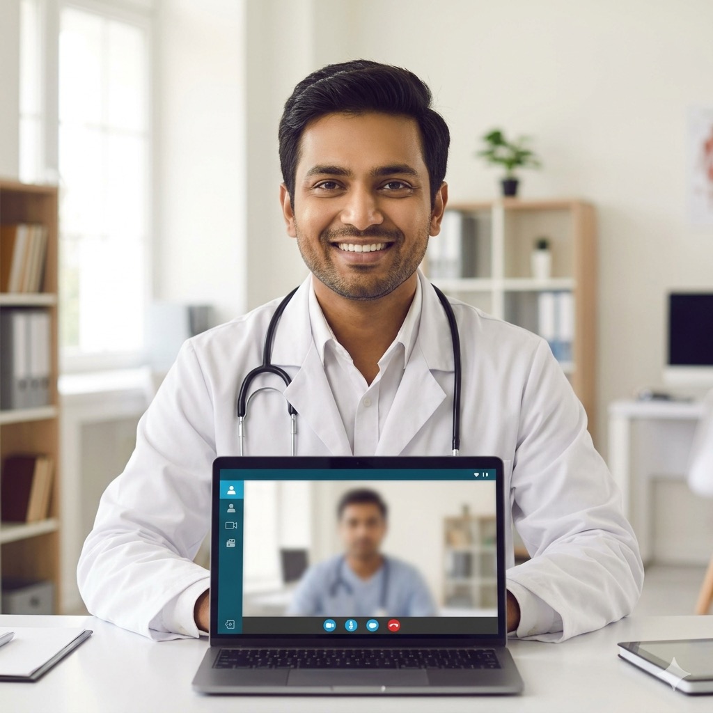 Indian patient on a video consultation